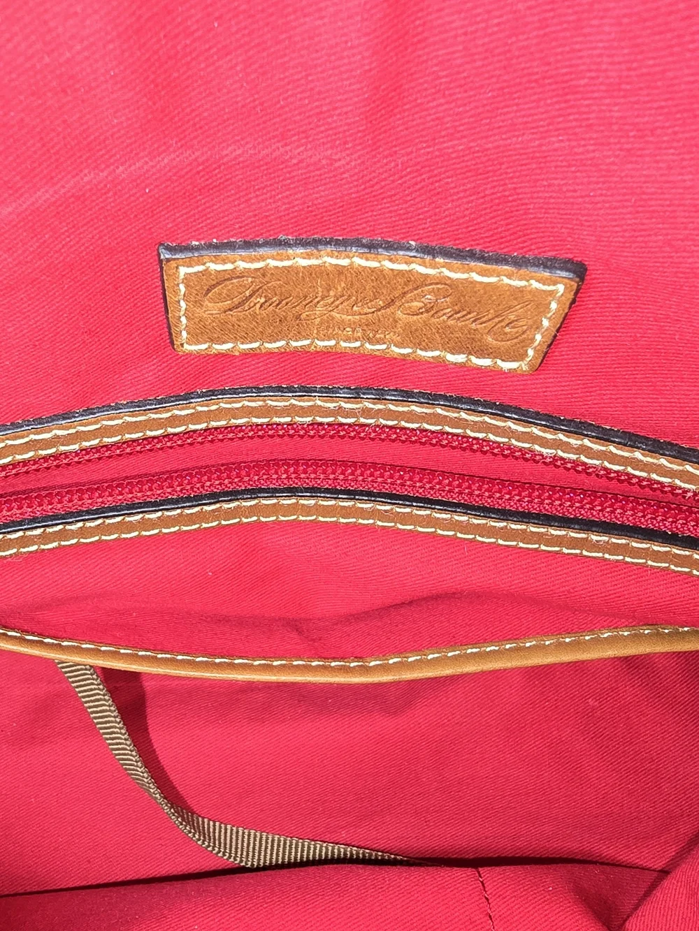 Dooney & Bourke Black Leather Satchel with Tan Trim - Picture 6 of 16